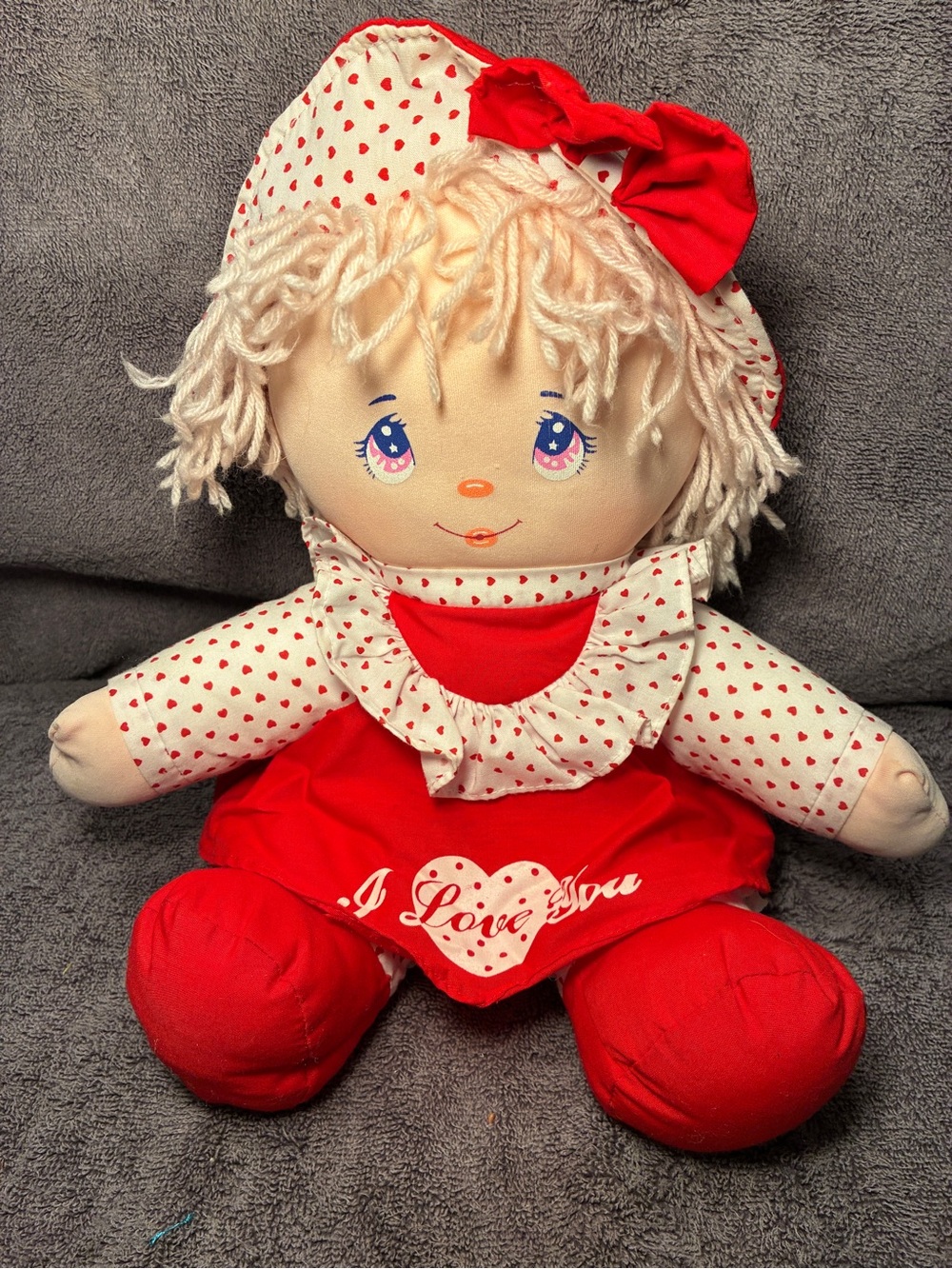DollyMine Heart-Print Rag Doll in Red Dress